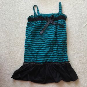 Green black tank top bow accent XS
